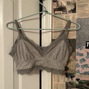 Aerie Gray Ribbed Knit Bralette